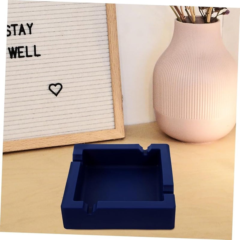 Square Silicone Ashtray High Temperature Resistant Easy Clean Indoor Outdoor Blue - Image 5